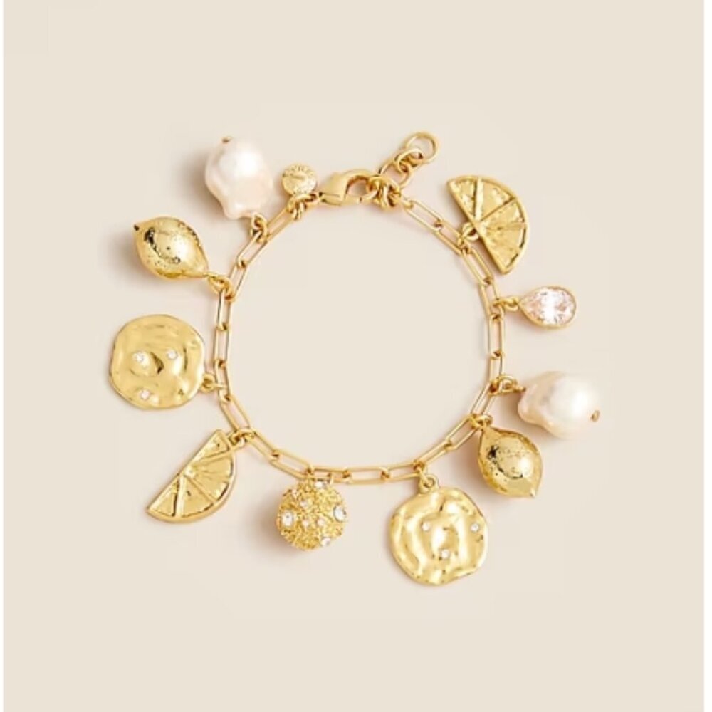J. Crew Nautical Lemon Charm Bracelet – Shiny Matte Gold – NWT - Picture 1 of 4